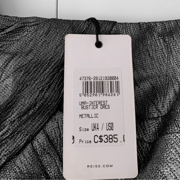 NWT Reiss Silver Gunmetal One Shoulder Mini Dress - Picture 4 of 8